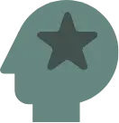 Icon of a head silhouette with a star placed over the brain area